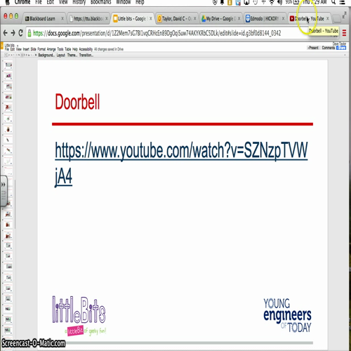 littleBits projects: flashlight and doorbell