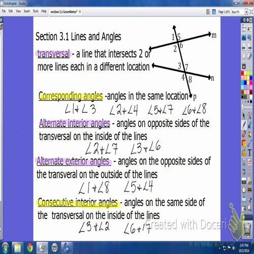 Section 3.1 Geom H Notes