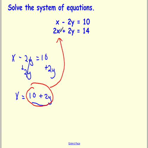 solving linear systems using substitution