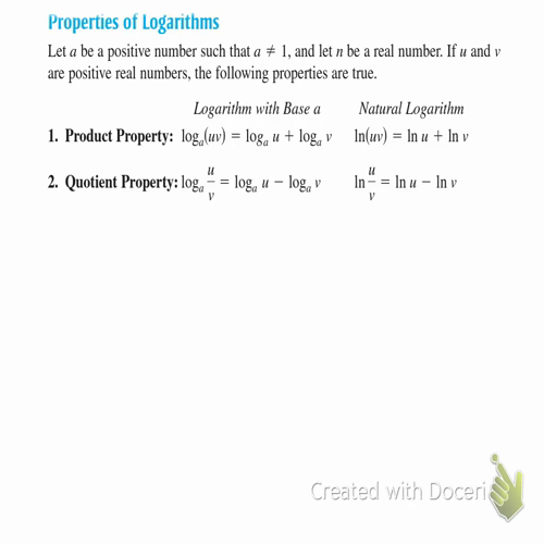 3.3 properties of logarithms