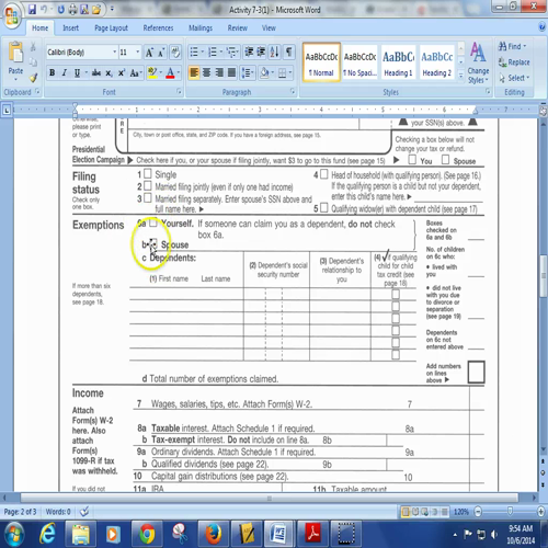 activity 7-3 1040a form intro