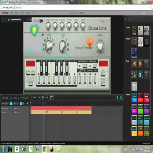 creating a bassline based on chords using audiotool (bassline tool)