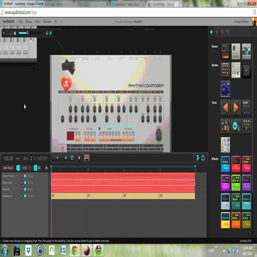 adding a drum track to your bass line in audiotool