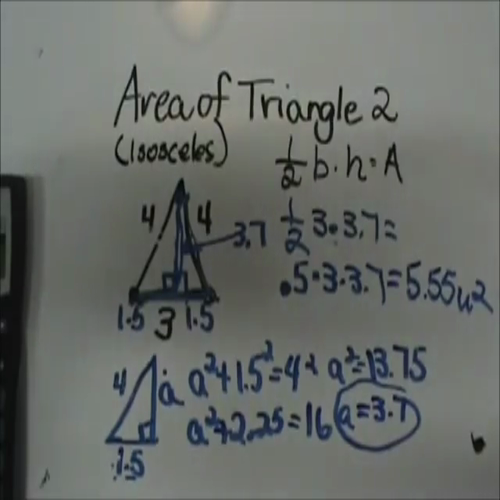 finding the area of an isosceles triangle