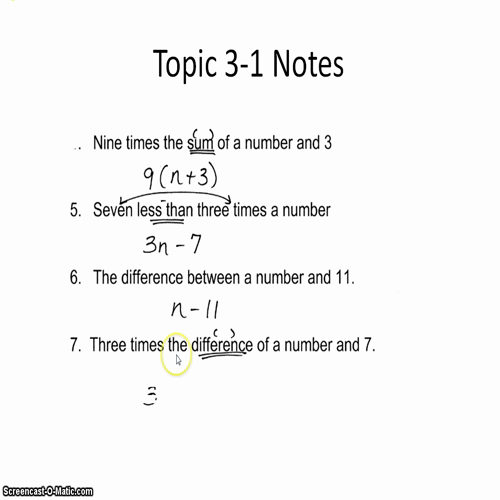 algebra 3-1 part1