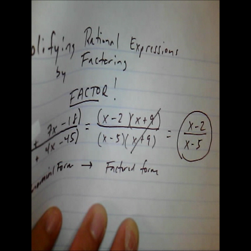 Simplifying Rational Expressions by Factoring #1