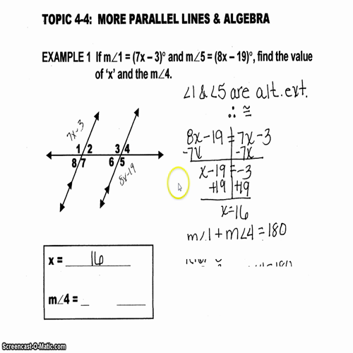 Geometry 4-4: Solving Problems with Transversals