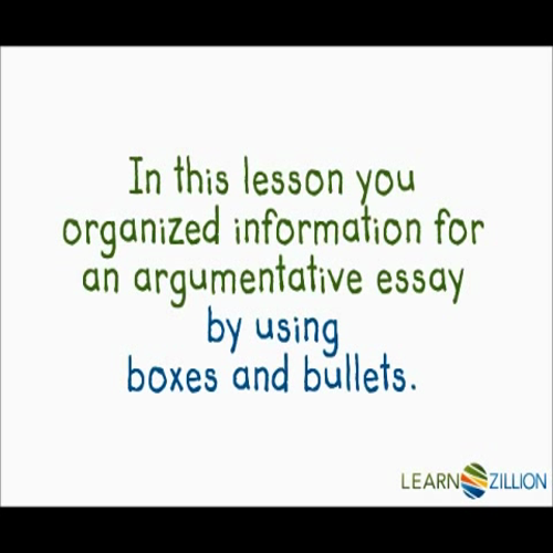 Argumentative Essay - Organize information