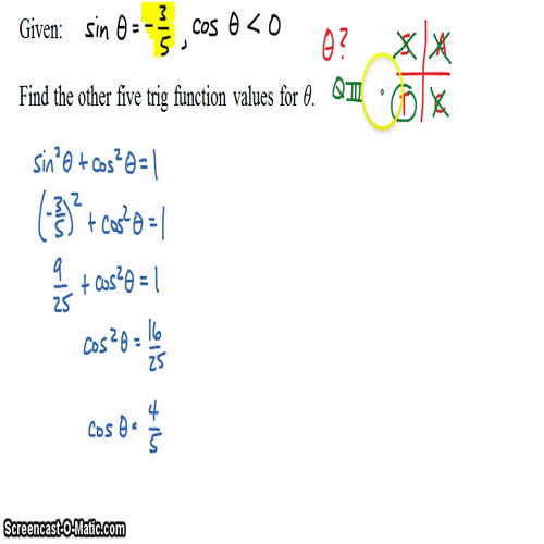 Pre-Calc @ Harrison: Using Trig Identities to Find Trig Values