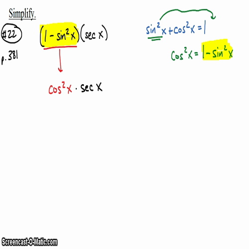 Pre-Calc @ Harrison: Simplifying with Identities