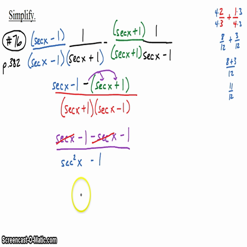 Pre-Calc @ Harrison: Simplifying with LCDs