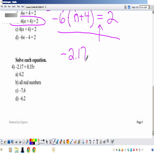 course 3 unit 2 study guide page 1