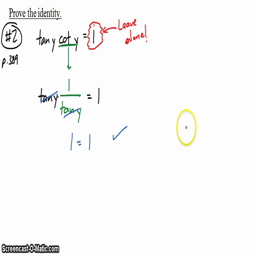 Pre-Calc @ Harrison: Proving Identities, Part 1