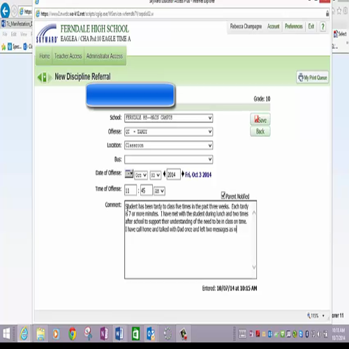 how to enter skyward discipline 10.8.14