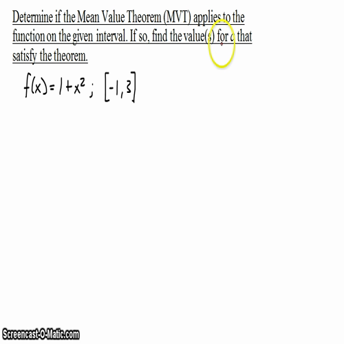 AP Calc @ Harrison: Mean Value Theorem