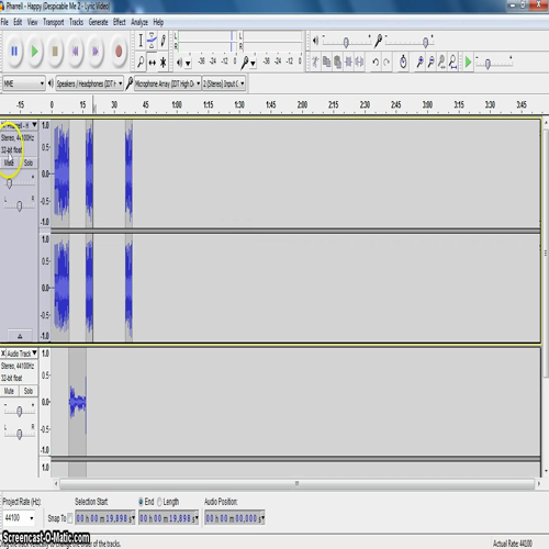 Using the selection and time shift tools in Audacity
