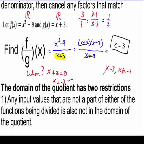 Video 3 - dividing using function notation