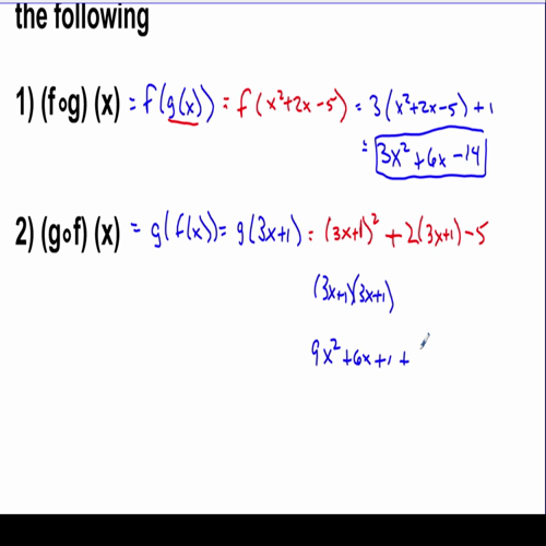 video 6 - composition of functions using algebraic expressions