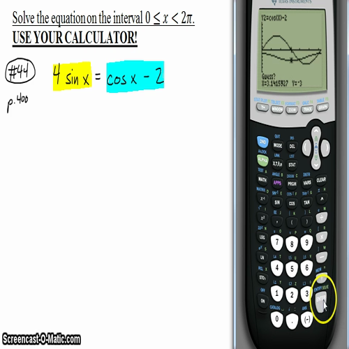 Pre-Calc @ Harrison: Solving Trig Equations with the Calculator