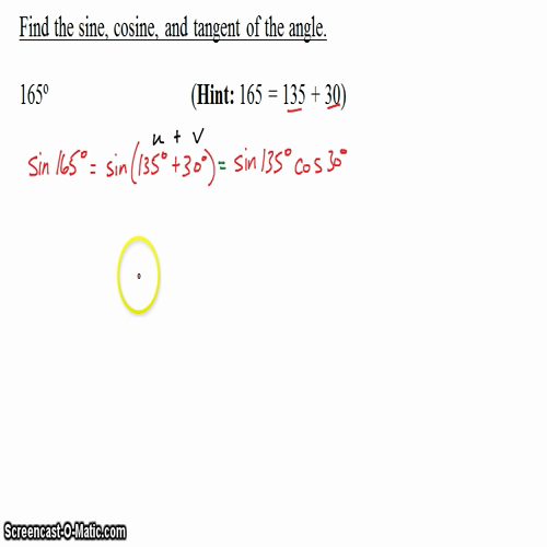 Pre-Calc @ Harrison: Sum and Difference Formulas, Part 1