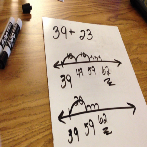 addition 2 digit on a number line