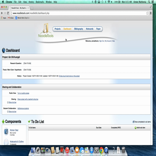 noodletools account set-up