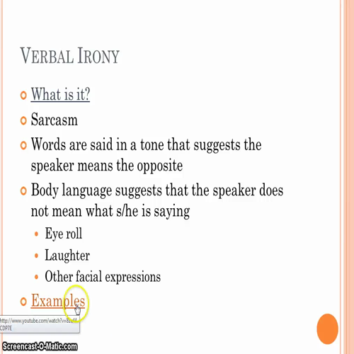 irony # 1 - verbal irony