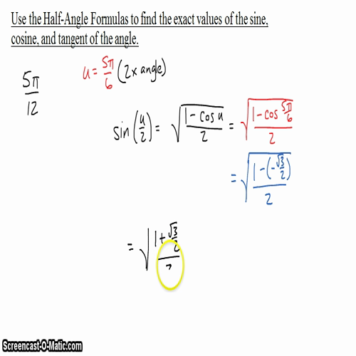 Pre-Calc @ Harrison: Half-Angle Formulas