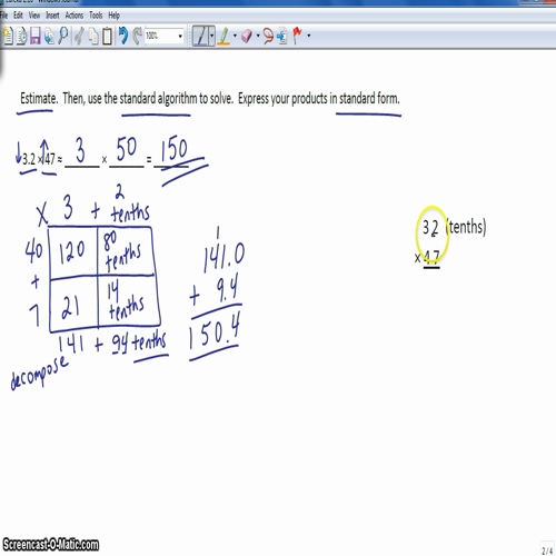 2.10 multiplying decimal fraction to tenths with multi-digit numbers