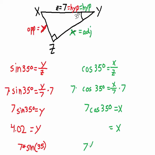 trig triangle xyz