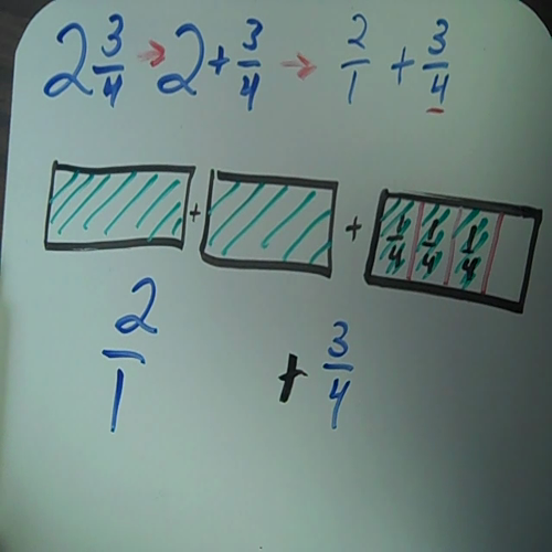 #3 mixed numbers to improper fraction by adding fractions with unlike denominators