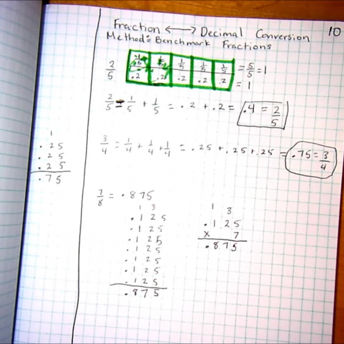 converting fractions to decimals using benchmark fractions