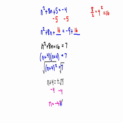Completing the Square with an Even Middle Term