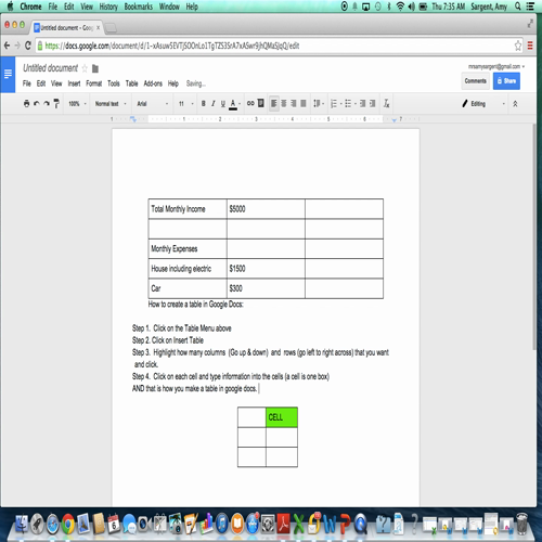 how to make a table in google docs