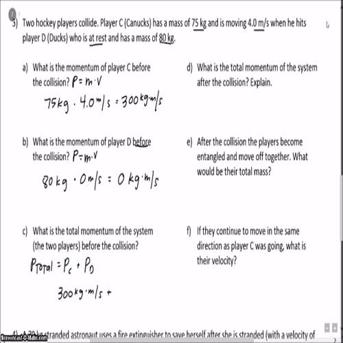 Homework Help! Conservation of Momentum in Collisions