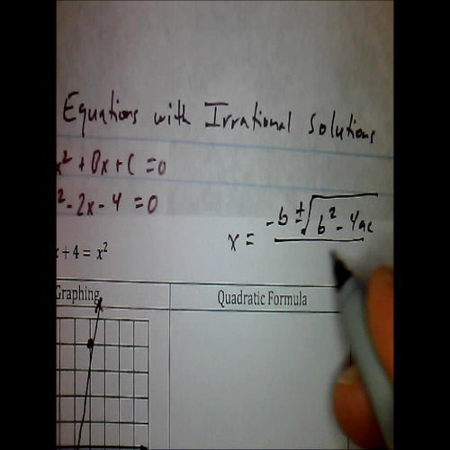 Solving Quadratic Equations with Irrational Solutions #1