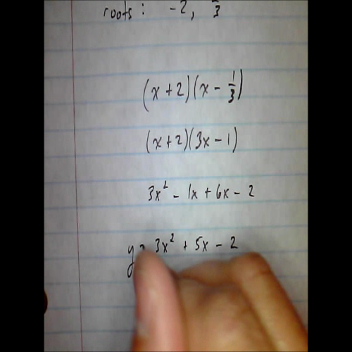 Writing a Quadratic Equation Given Roots #2