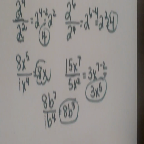 exponent rules dividing exponents with like bases