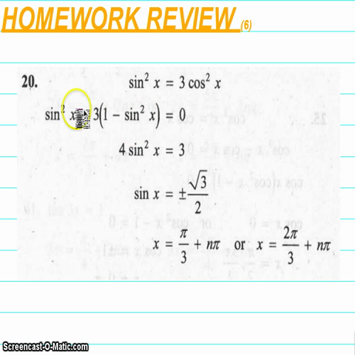 Fall 2014 PreCalc Homework Review Section 5.3 - Night 1