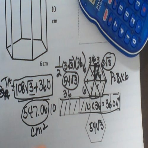 finding the surface area of a hexagonal prism