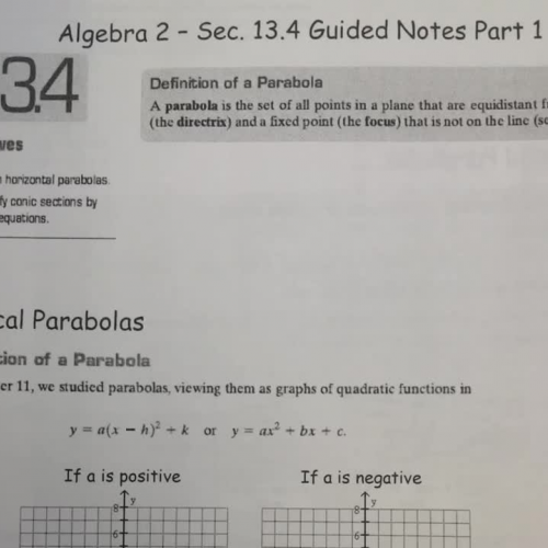 13.4 Part 1 Conic Sections: The Parabola