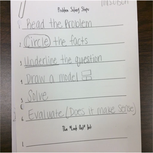1st Grade Problem Solving Steps