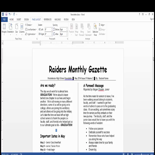 Creating a newsletter