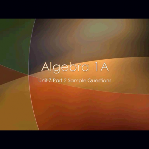 MTH122A - Unit 7 Part 2 Sample Question