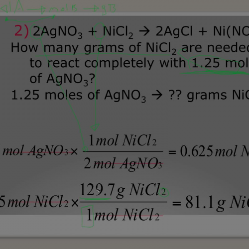 Moles of A --> Grams of B