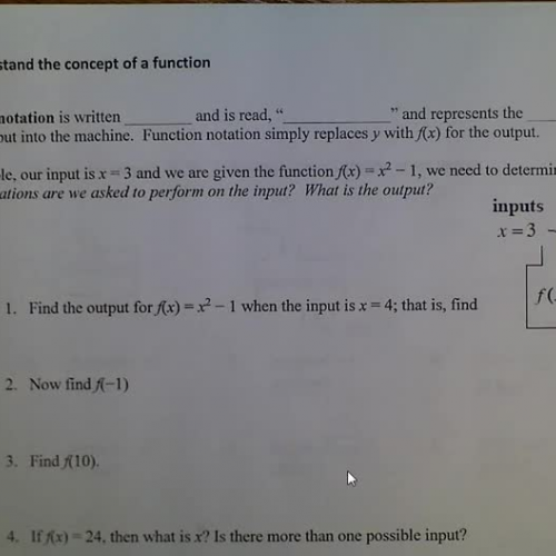 4.1 Understand the concept of a function