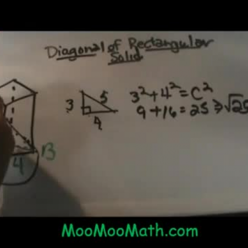 Finding the diagonal length of a rectangle.