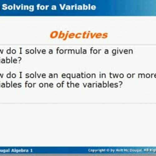 Solving for a Variable