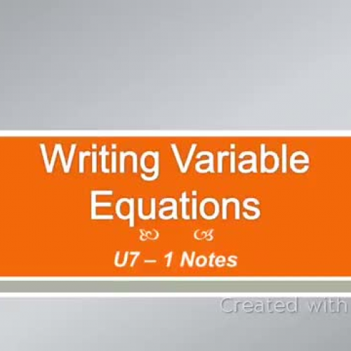 Writing Variable Equations