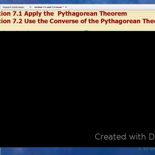 Pythagorean Theorem and the Converse (Sec 7.1 and 7.2)